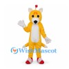 Fox Mascot Costume in Yellow with Twin Tails and Red Shoes