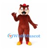 Squirrel Mascot Costume in Reddish Brown with Red Cap