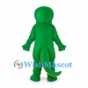 Dinosaur Mascot Costume in Green with Yellow Belly and Long Tail
