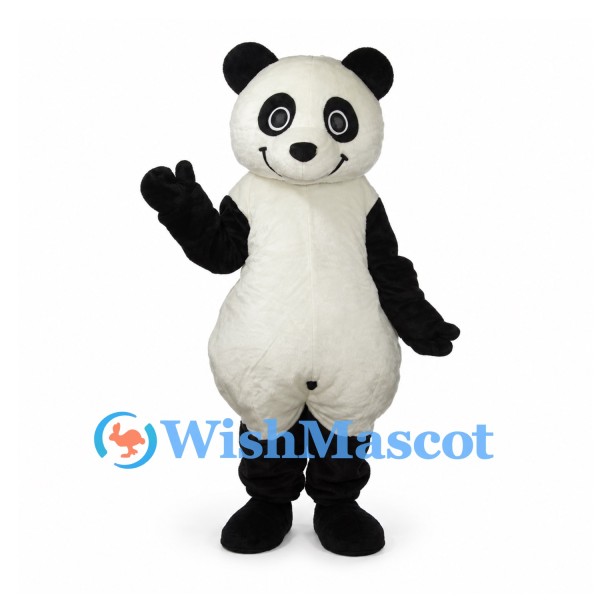 Panda Mascot Costume in Black and White with Rounded Belly