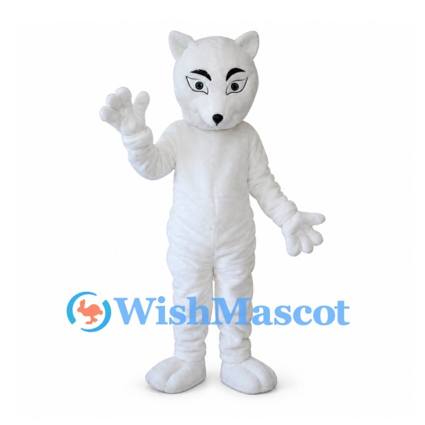 Fox Mascot Costume in White with Long Tail