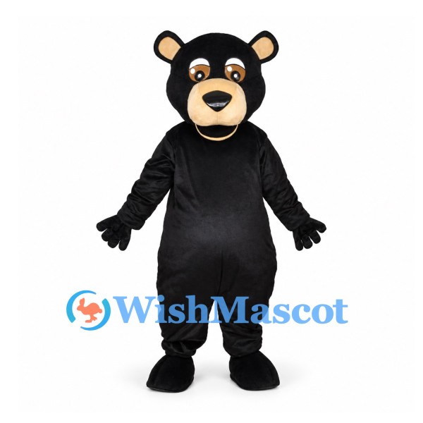 Bear Mascot Costume in Black with Tan Muzzle