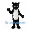 Black Panther Mascot Costume with White Belly and Long Tail