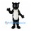Black Panther Mascot Costume with White Belly and Long Tail