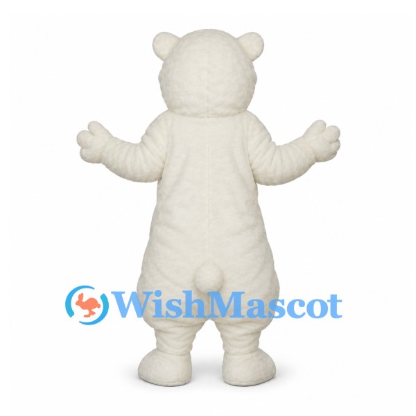 Polar Bear Mascot Costume in White with Rounded Belly