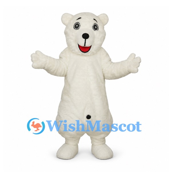 Polar Bear Mascot Costume in White with Rounded Belly