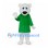 Polar Bear Mascot Costume in White with Green Shirt