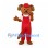 Dog Mascot Costume with Red Overalls and Cap
