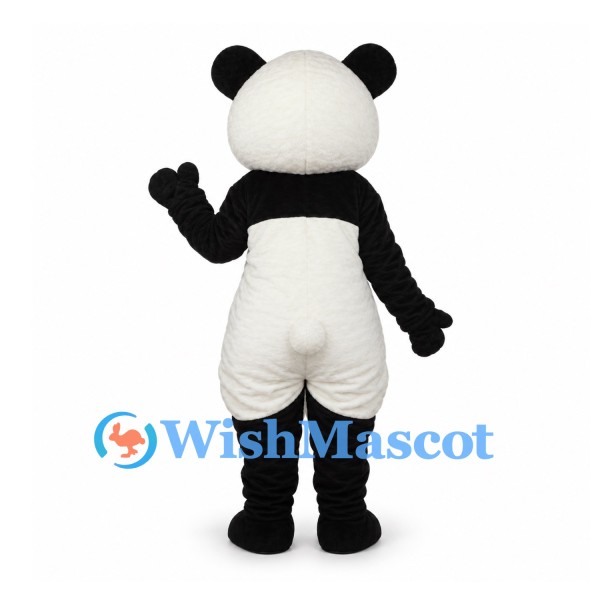 Panda Mascot Costume in Black and White with Round Belly