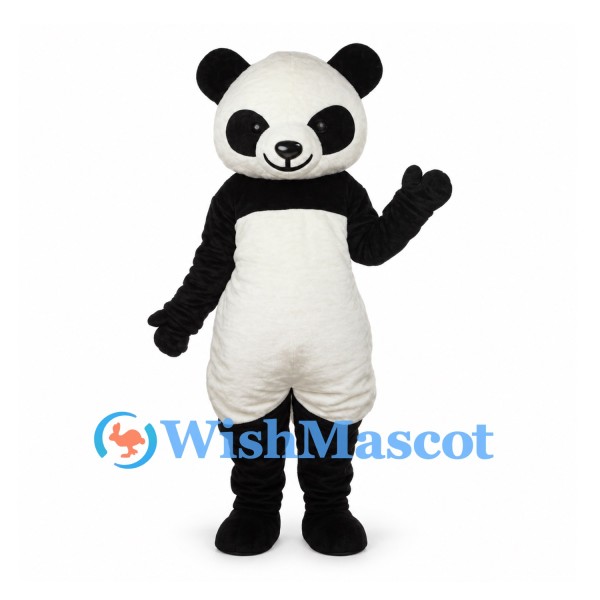 Panda Mascot Costume in Black and White with Round Belly