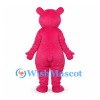 Bear Mascot Costume in Pink with Rainbow Belly Stripes