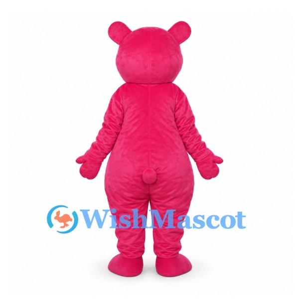 Bear Mascot Costume in Pink with Rainbow Belly Stripes