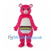 Bear Mascot Costume in Pink with Rainbow Belly Stripes