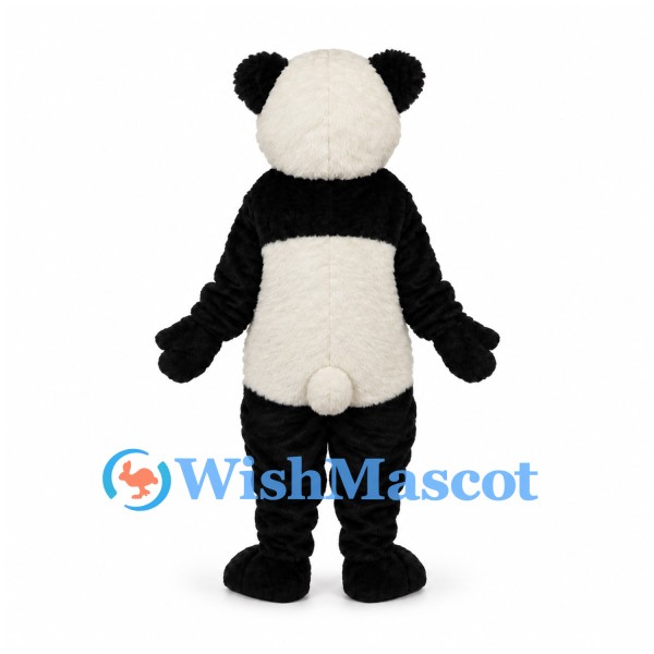 Panda Mascot Costume with Fluffy Black and White Fur