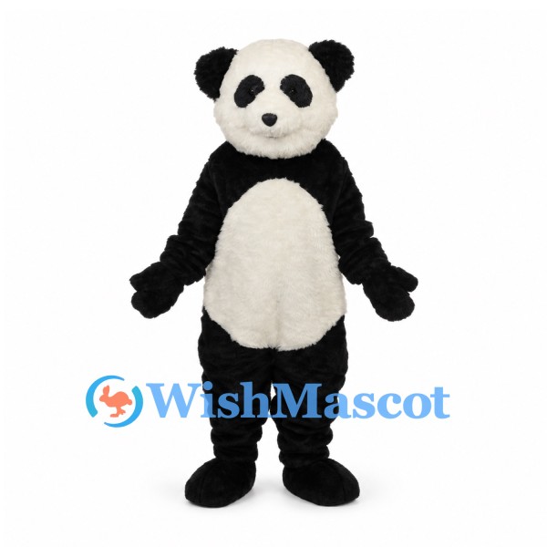 Panda Mascot Costume with Fluffy Black and White Fur