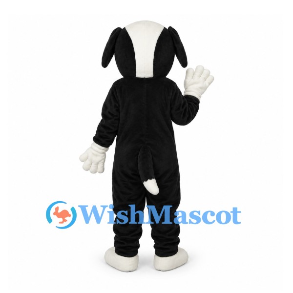 Dog Mascot Costume in Black and White with Floppy Ears