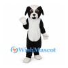 Dog Mascot Costume in Black and White with Floppy Ears