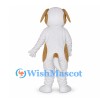 Dog Mascot Costume in White with Tan Patches