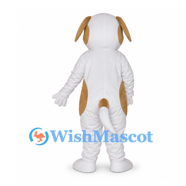 Dog Mascot Costume in White with Tan Patches