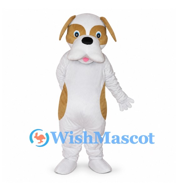 Dog Mascot Costume in White with Tan Patches