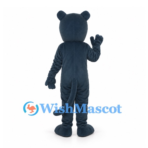 Panther Mascot Costume in Dark Blue with Green Eyes
