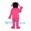 Dog Mascot Costume in Pink with Yellow Belly and Sunglasses