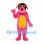 Dog Mascot Costume in Pink with Yellow Belly and Sunglasses