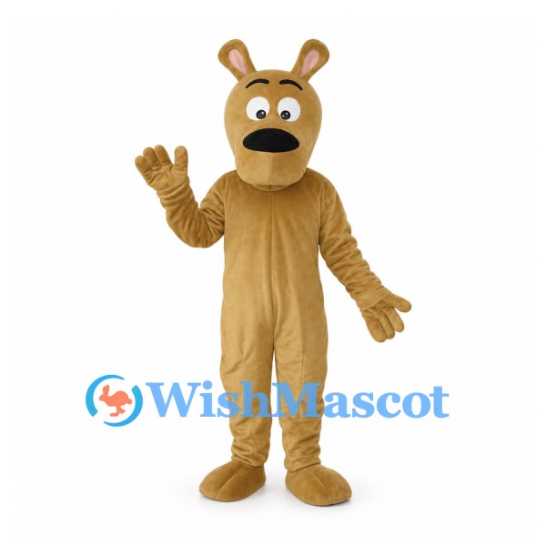 Dog Mascot Costume in Tan with Upright Ears