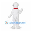 White Dog Mascot Costume with Red Collar and Gold Tag
