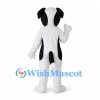 Dog Mascot Costume in White with Black Ears and Spots