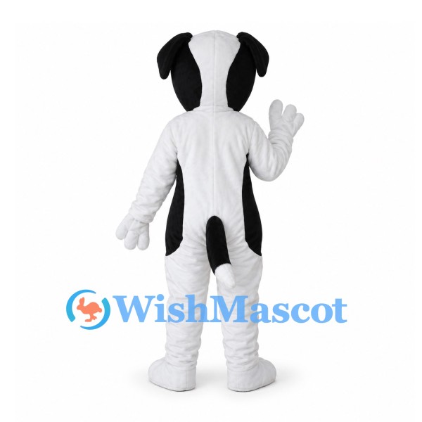 Dog Mascot Costume in White with Black Ears and Spots
