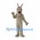 Donkey Mascot Costume in Gray with Upright Ears and Black Tail Tip