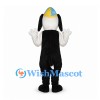Dog Mascot Costume in Black and White with Yellow and Blue Cap