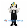 Dog Mascot Costume in Black and White with Yellow and Blue Cap