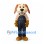 Dog Mascot Costume in Beige with Dark Checkered Overalls