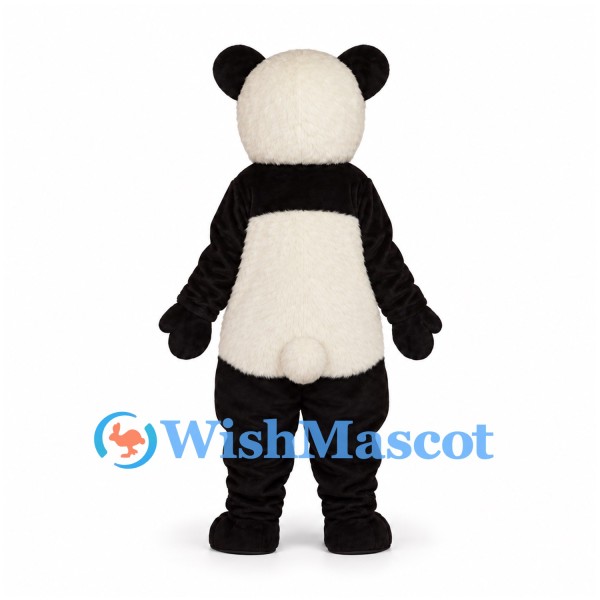 Panda Mascot Costume in Black and White with Small Round Ears