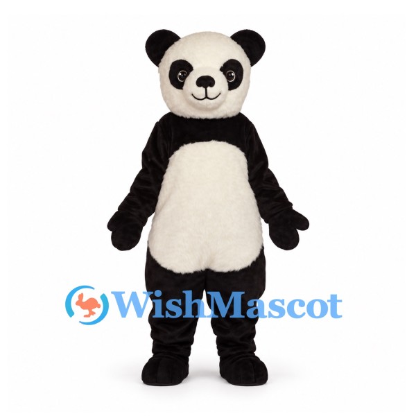 Panda Mascot Costume in Black and White with Small Round Ears