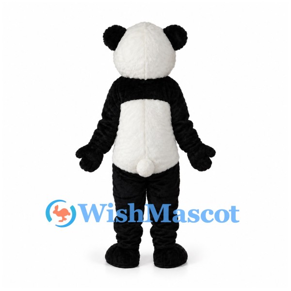 Panda Mascot Costume with Fluffy Head and White Belly