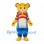 Bear Mascot Costume in Yellow with Striped Shirt and Blue Overalls