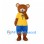 Bear Mascot Costume with Yellow Shirt and Blue Shorts