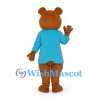 Bear Mascot Costume in Brown with Turquoise Shirt