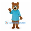 Bear Mascot Costume in Brown with Turquoise Shirt