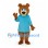 Bear Mascot Costume in Brown with Turquoise Shirt
