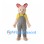 Rabbit Mascot Costume with Yellow Shirt and Checkered Overalls