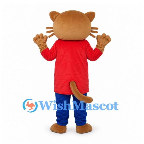 Cat Mascot Costume with Red Shirt and Blue Pants