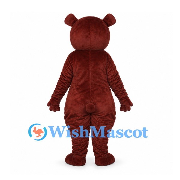 Bear Mascot Costume in Burgundy with White Belly