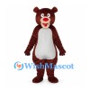 Bear Mascot Costume in Burgundy with White Belly
