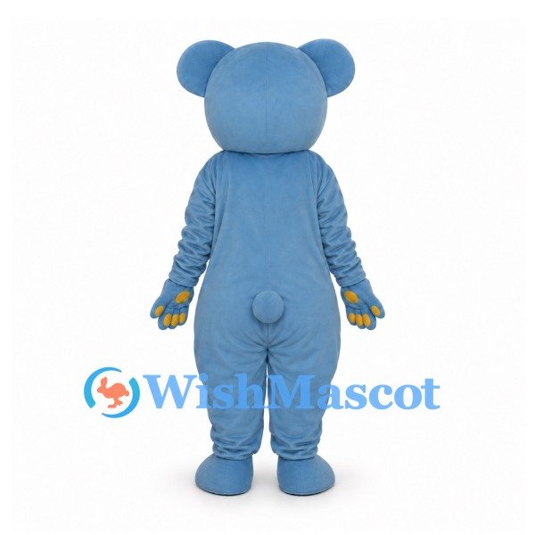 Bear Mascot Costume in Blue with Yellow Belly Patch