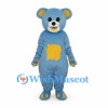 Bear Mascot Costume in Blue with Yellow Belly Patch