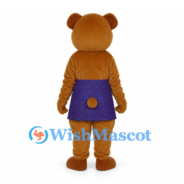 Bear Mascot Costume in Brown with Purple Skirt
